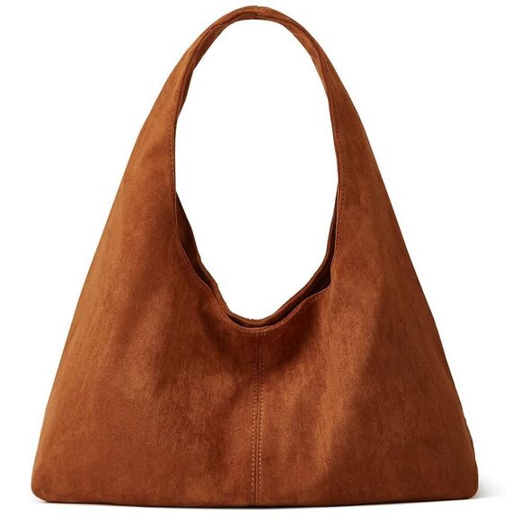 Handbags - 7049 Suede Tote Bag Retro Crescent Shoulder Bag Trendy 2025 Suede Handbag